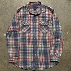Pendleton Woolen Mills Plaid Flannel Mens M Button Up Long Sleeve Cotton Shirt